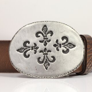 Fleur de Lys Quartett Grtelschnalle, Rustikal Silber