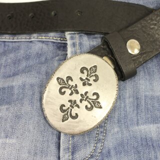 Fleur de Lys Quartett Grtelschnalle, Rustikal Silber