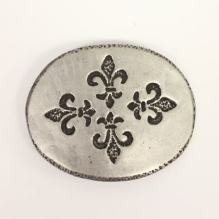 Fleur de Lys Quartett Grtelschnalle, Rustikal Silber