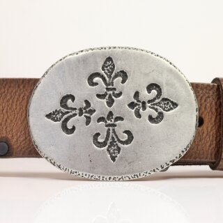 Fleur de Lys Quartett Grtelschnalle, Rustikal Silber