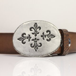 Fleur de Lys Quartett Grtelschnalle, Rustikal Silber
