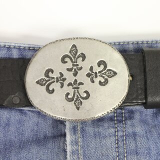 Fleur de Lys Quartett Grtelschnalle, Rustikal Silber
