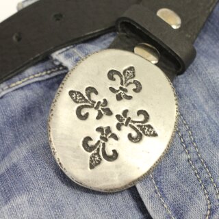 Fleur de Lys Quartett Grtelschnalle, Rustikal Silber