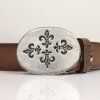 Rustic Silver Belt buckle Fleur de Lys