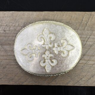 Fleur de Lys Quartett Grtelschnalle, Gold Perlmutt