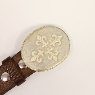Fleur de Lys Quartett Grtelschnalle, Gold Perlmutt
