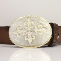 Gold Perlmutt Belt buckle Fleur de Lys