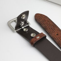 High-Class Leather Belts, Snap belts without buckle Cognac, 4 cm, 100 % Cow leather