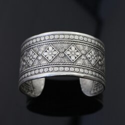 Indian Engraved WIDE Silver Statement Cuff Bracelet