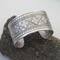 Indian Engraved WIDE Silver Statement Cuff Bracelet