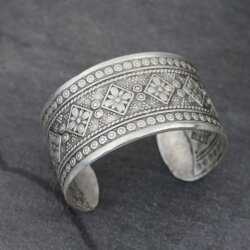 Indian Engraved WIDE Silver Statement Cuff Bracelet