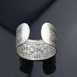 Indian Engraved WIDE Silver Statement Cuff Bracelet