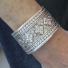 Indian Engraved WIDE Silver Statement Cuff Bracelet