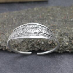 Indian Engraved WIDE Silver Statement Cuff Bracelet