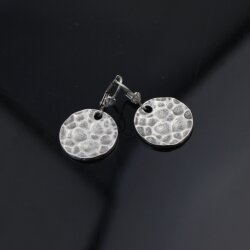 Hammered earrings, Dangle Earrings, round earrings, Antique Silver