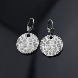 Hammered earrings, Dangle Earrings, round earrings, Antique Silver