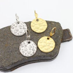 Hammered earrings, Dangle Earrings, round earrings, Antique Silver