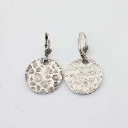 Hammered earrings, Dangle Earrings, round earrings, Antique Silver