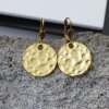 Hammered earrings, Dangle Earrings, round earrings, matte gold