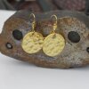 Hammered earrings, Dangle Earrings, round earrings, matte gold