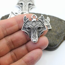 FENRIS Wolf Wikinger Anhänger Schmuck Antik Silber Halskette Selber Machen 1 stk