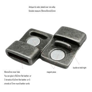 1 Magnetverschluss 26x13 mm ( 10x2 mm) altsilber