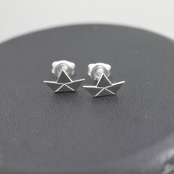 Sterling Silver paper boat earrings