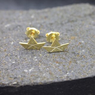 Sterling Silver paper boat earrings 18k Gold Plated