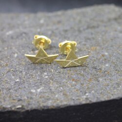 Sterling Silver paper boat earrings 18k Gold Plated