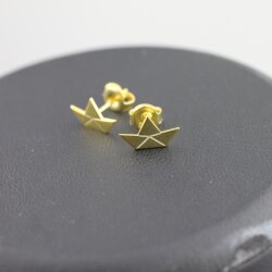 Sterling Silver paper boat earrings 18k Gold Plated