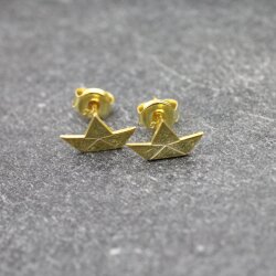 Origami Papierboot Ohrstecker / 925er Sterling Silber 18k vergoldet