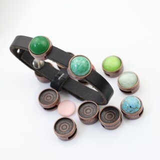 10 Schiebeperlen fr 12 mm Cabochons fr 8x2 mm Flaches Leder altkupfer