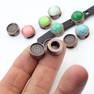 10 Schiebeperlen fr 12 mm Cabochons fr 8x2 mm Flaches Leder altkupfer