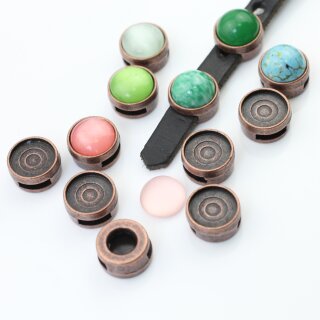 10 Schiebeperlen fr 12 mm Cabochons fr 8x2 mm Flaches Leder altkupfer