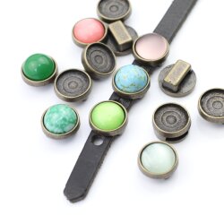 10 pcs. 12 mm Cabochons Sliderbeads for 8x2 mm flat...