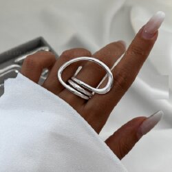 Modern Wave Ring | Adjustable Silver Tone Womens Ring | Chic Design, Minimalist Open Ring - Trendy Metal Jewelry for Her