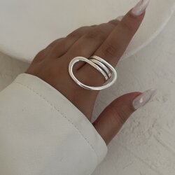 Modern Wave Ring | Adjustable Silver Tone Womens Ring |...