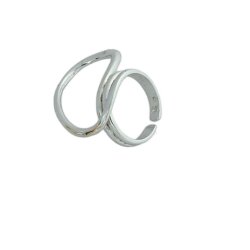 Modern Wave Ring | Adjustable Silver Tone Womens Ring | Chic Design, Minimalist Open Ring - Trendy Metal Jewelry for Her