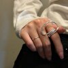 Modern Wave Ring | Adjustable Silver Tone Womens Ring | Chic Design, Minimalist Open Ring - Trendy Metal Jewelry for Her