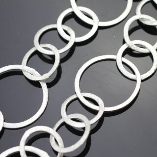 Lange Kette satinierte Ringglieder, Groe Satinierte Ring Glieder Kette 50 cm