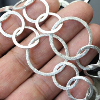 Lange Kette satinierte Ringglieder, Groe Satinierte Ring Glieder Kette 50 cm