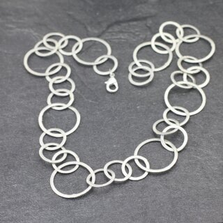 Lange Kette satinierte Ringglieder, Groe Satinierte Ring Glieder Kette 50 cm