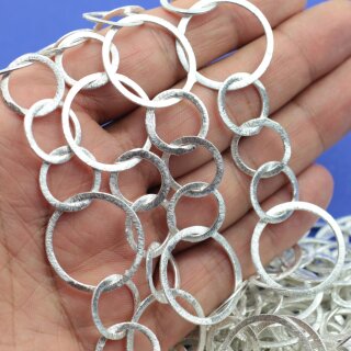 Lange Kette satinierte Ringglieder, Groe Satinierte Ring Glieder Kette 50 cm