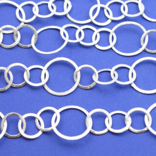 Lange Kette satinierte Ringglieder, Groe Satinierte Ring Glieder Kette 50 cm