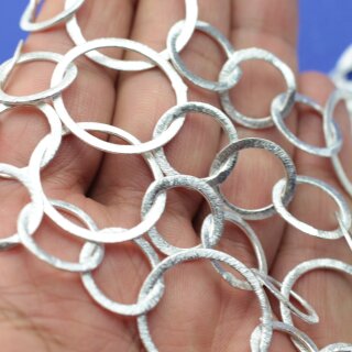 Lange Kette satinierte Ringglieder, Groe Satinierte Ring Glieder Kette 50 cm