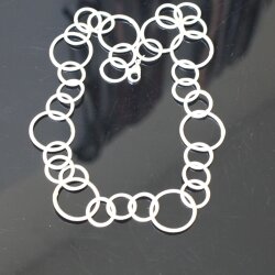 Lange Kette satinierte Ringglieder, Große Satinierte Ring Glieder Kette 50 cm