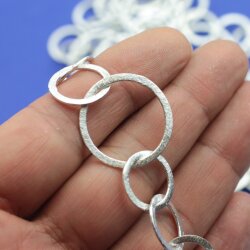 Link chain silver matt brushed, 50 cm
