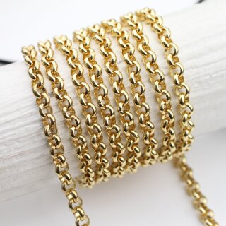 50 cm 18K Yellow Gold Plated Round Rolo Chain 6 mm