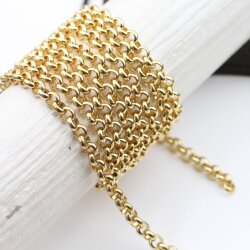 50 cm 18K Yellow Gold Plated Round Rolo Chain 6 mm