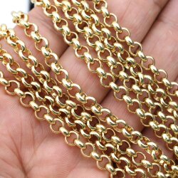 50 cm 18K Yellow Gold Plated Round Rolo Chain 6 mm